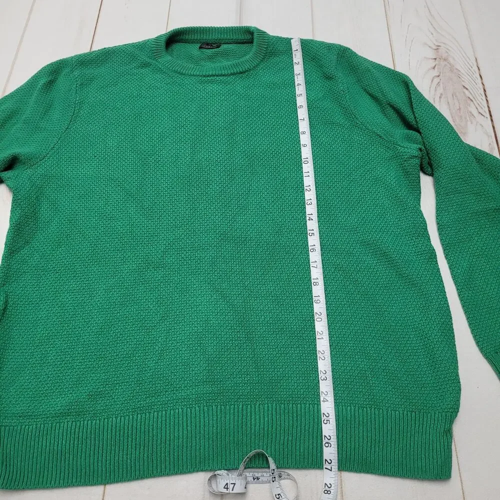 J. Crew 100% cotton green crew neck moss stitch pullover sweater XL